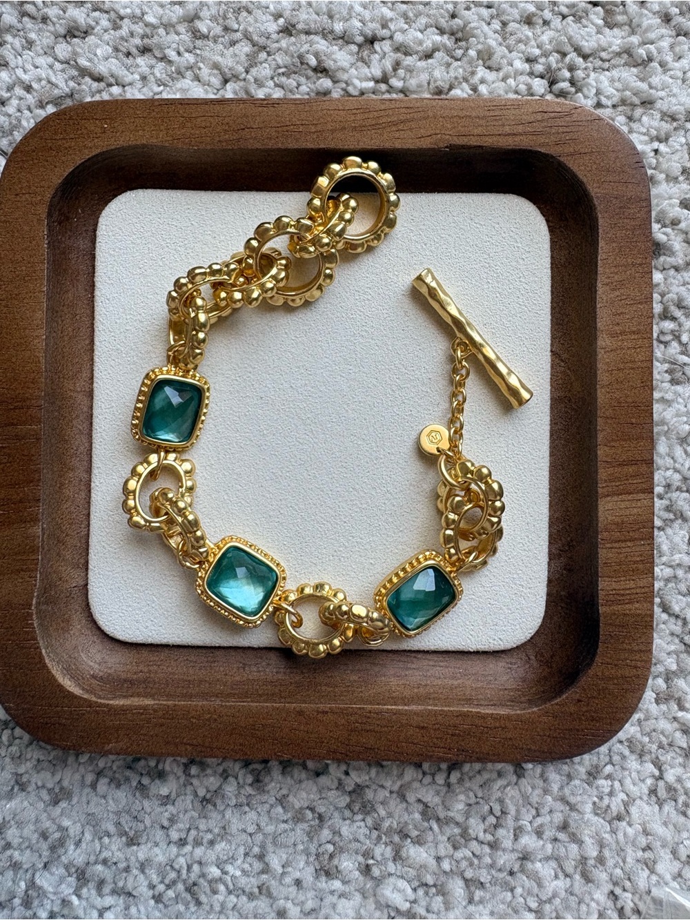 Julie Vos Gold Bracelet with Teal Stones